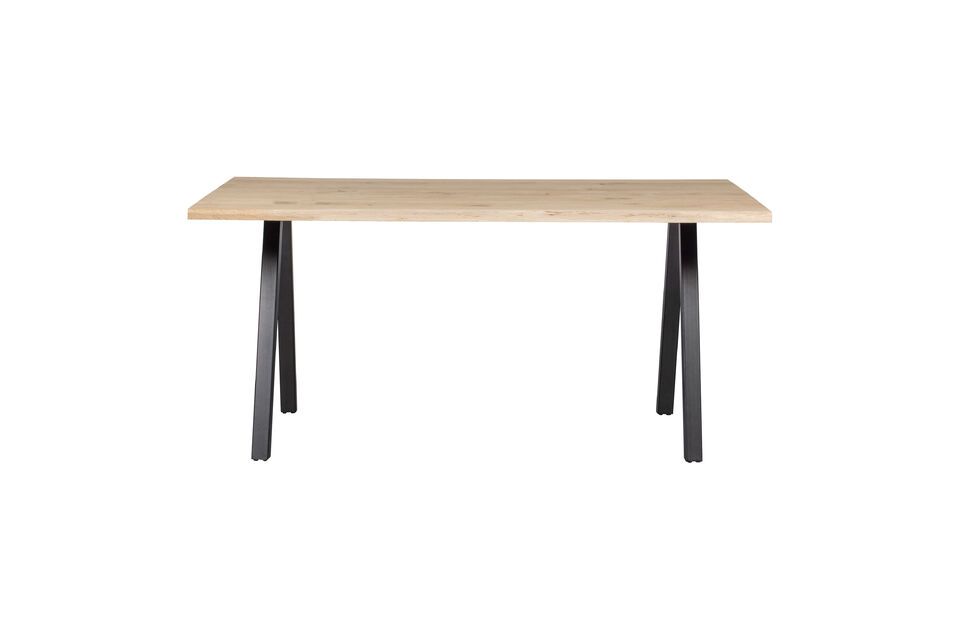 160x90 beige massief eiken tafel met vierkante poten Tablo Woood