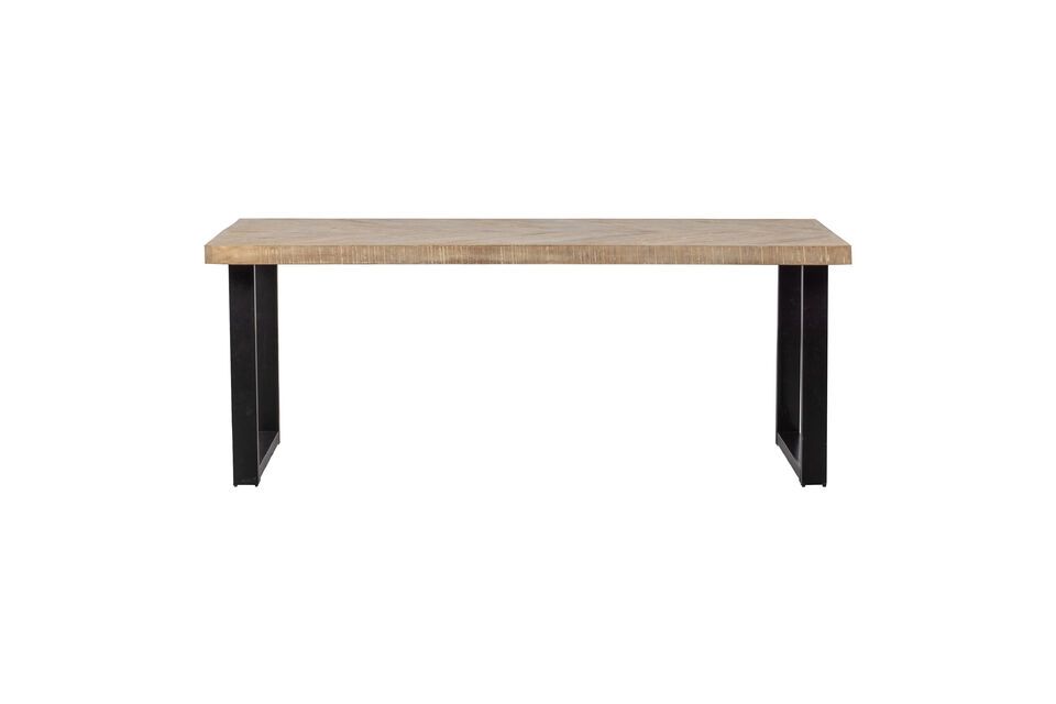 180x90 beige mangohouten tafel met U-vormige visgraatpoten Tablo Woood