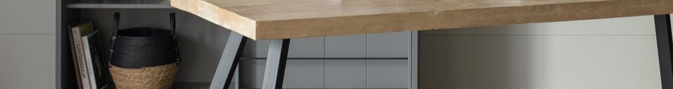 Benadrukte materialen 180x90 beige mangohouten tafel met vierkante poten Tablo