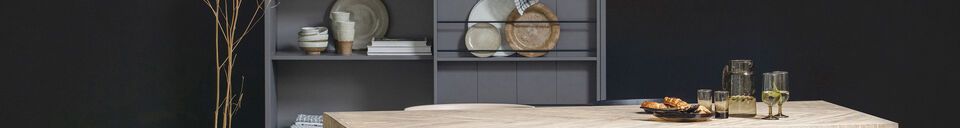 Benadrukte materialen 180x90 beige mangohouten tafel met vierkante visgraatpoten Tablo