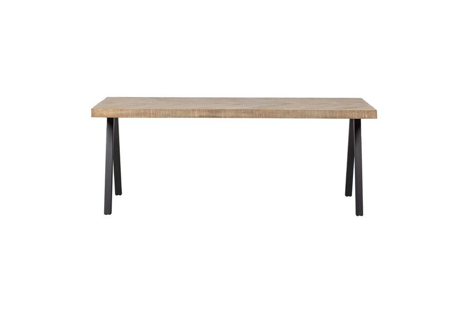 180x90 beige mangohouten tafel met vierkante visgraatpoten Tablo Woood