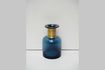 Miniatuur Apothekersblauwe vaas met gouden hals 2