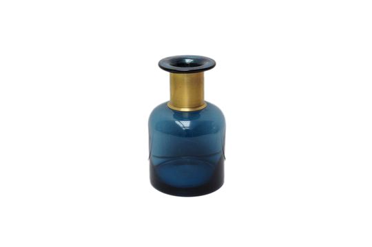Apothekersblauwe vaas met gouden hals Productfoto