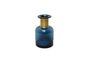 Miniatuur Apothekersblauwe vaas met gouden hals Productfoto