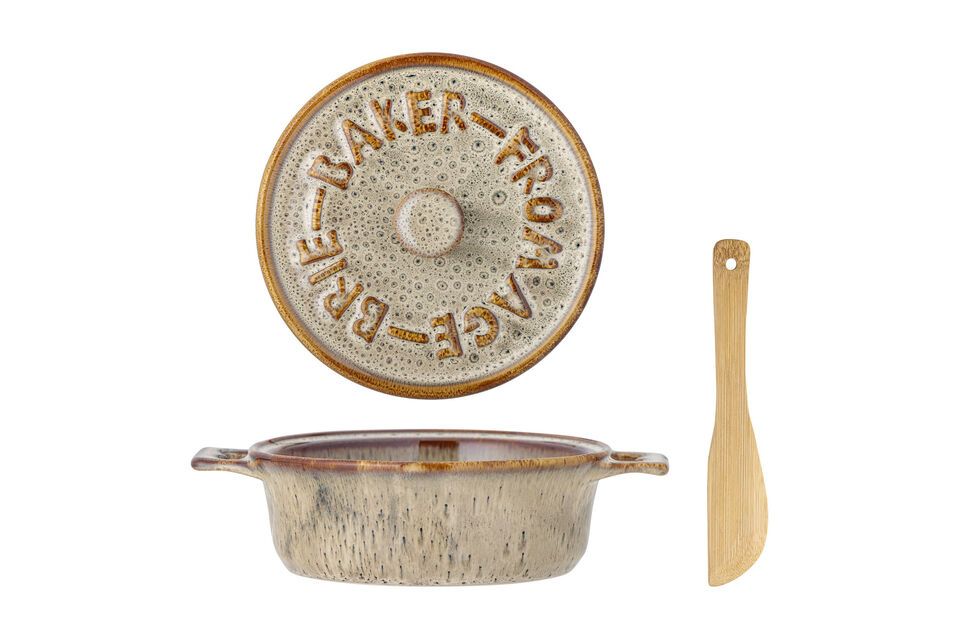 Ontdek de elegantie en functionaliteit van de Aram ovenschaal met grijs steengoed deksel