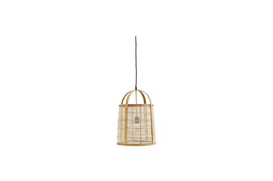 Bamboe en linnen hanglamp beige Cloche
