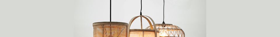 Benadrukte materialen Bamboe en linnen hanglamp beige Cloche