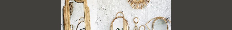 Benadrukte materialen Bamboe spiegel met haken Round