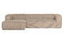 Miniatuur Beige Bean geribbelde linker hoekbank Productfoto
