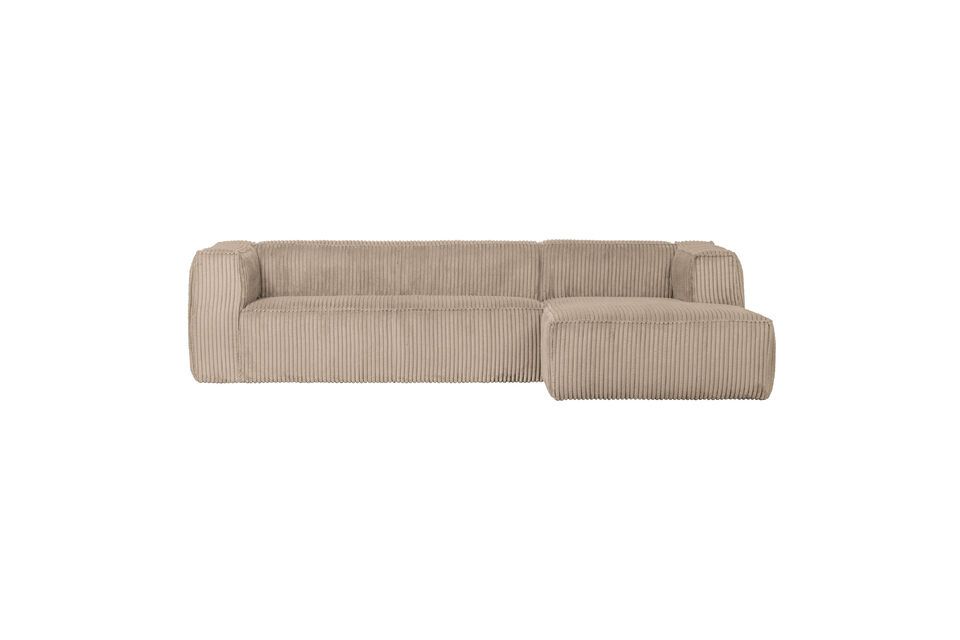 Beige Bean Ribbed Corner Sofa Woood