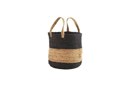 Beige en zwarte jute mand met handvaten Tripola