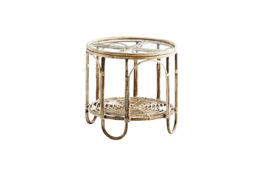 Beige glazen en bamboe salontafel Reina