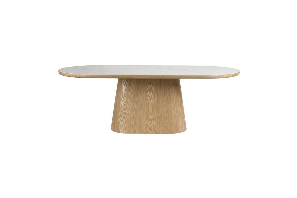 Beige ovale houten eettafel 200x90 Almira White Label
