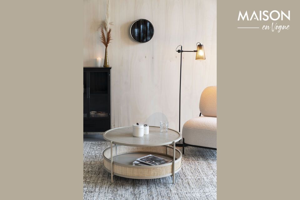 Ontdek tijdloze elegantie met onze Makoto beige rotan salontafel