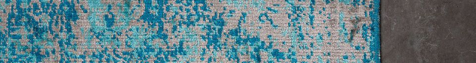 Benadrukte materialen Blauw stoffen vloerkleed 200x200 cm Chi