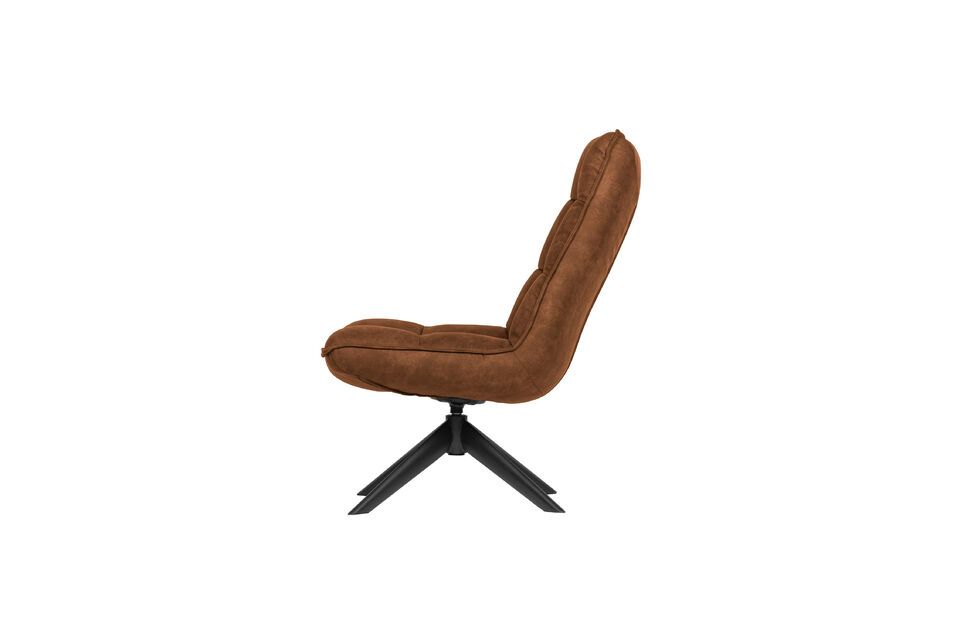 Met zijn robuuste profiel en zachte organische vormen staat deze 100% polyester PU-leren fauteuil