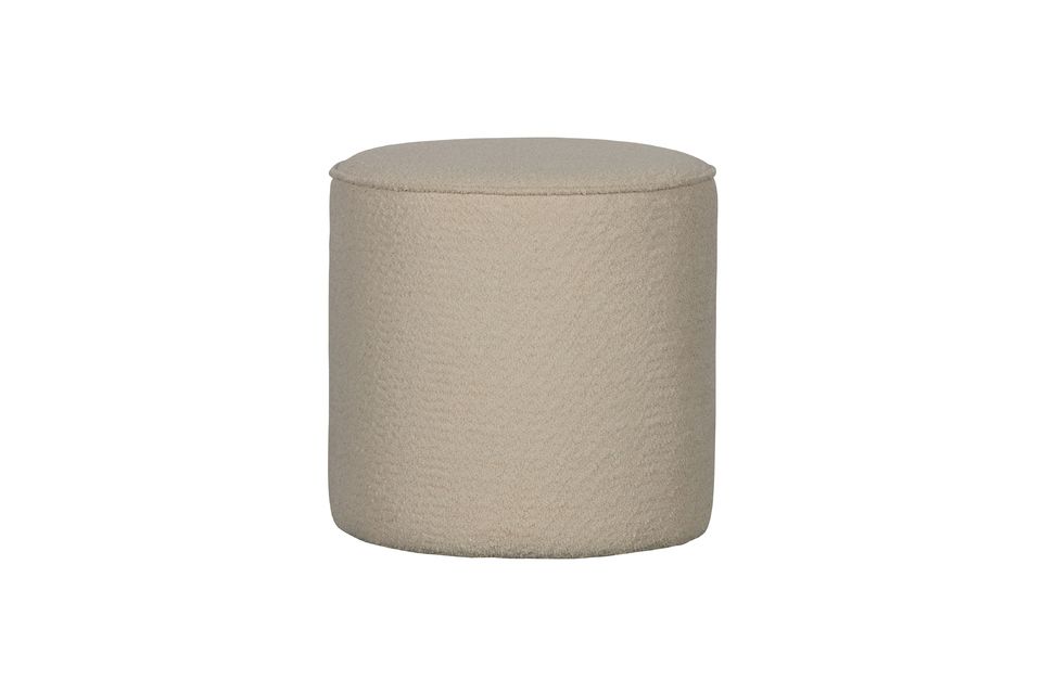 Cream schapenvacht effect ronde poef Sara Woood