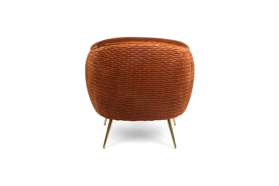 Curvy oranje fluwelen fauteuil - 6