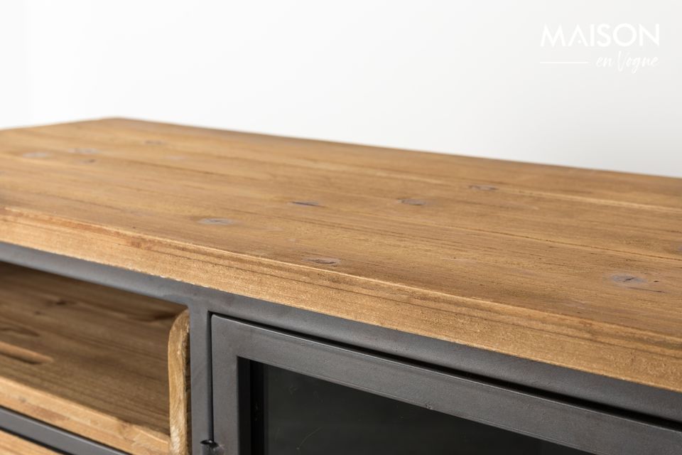 Een elegant dressoir dat hout en metaal combineert