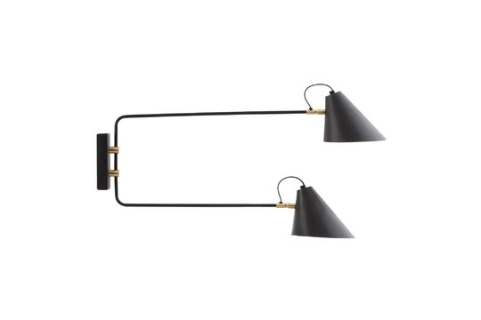 Dubbele wandlamp van ijzer en verguld messing Club Productfoto