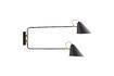 Miniatuur Dubbele wandlamp van ijzer en verguld messing Club 4