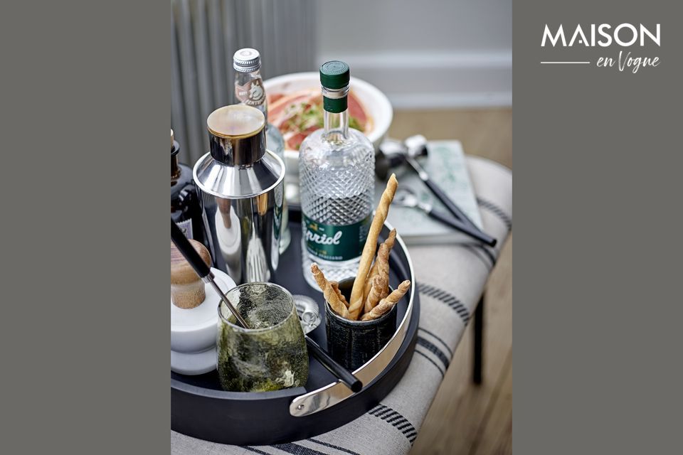 Zware mortel in een mooie marmer en acacia afwerking