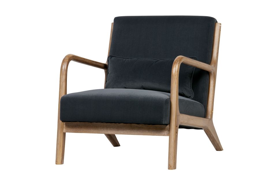 De antracietkleurige Mark fluwelen fauteuil van het interieurmerk WOOOD is een mooie