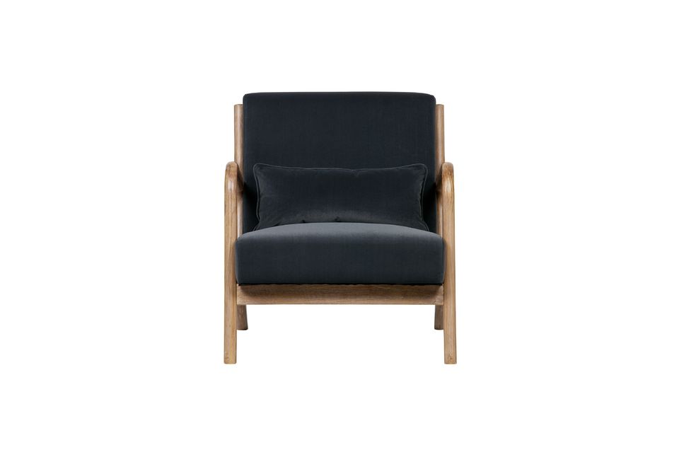 Mooie fluwelen fauteuil in heveahout