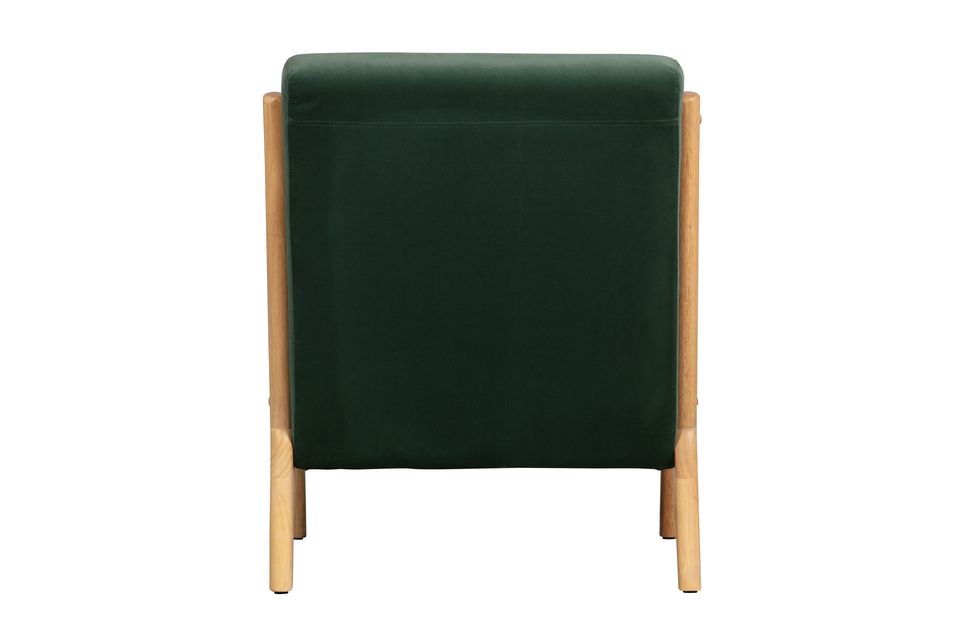 Comfortabele fauteuil in fluweel en Hevea-hout