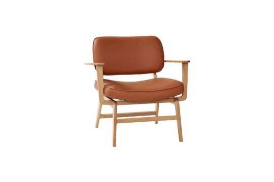 Fauteuil in hout en leder in oranje Haze Productfoto