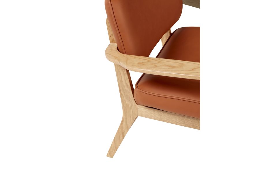 Fauteuil in hout en leder in oranje Haze - 6