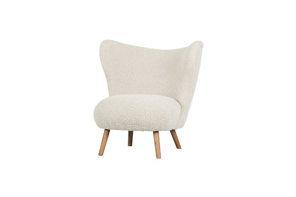 Fauteuil met schapenvacht effect wit Celine Woood