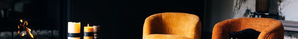 Benadrukte materialen Fauteuil Porterville in camel bouclé stof