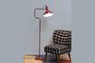 Miniatuur Fauteuil van donker hout en stof Waka 2