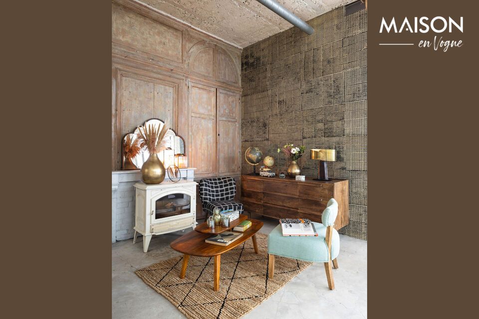 Deze fauteuil is gemaakt van hoogwaardig mangohout en combineert kracht en duurzaamheid door een