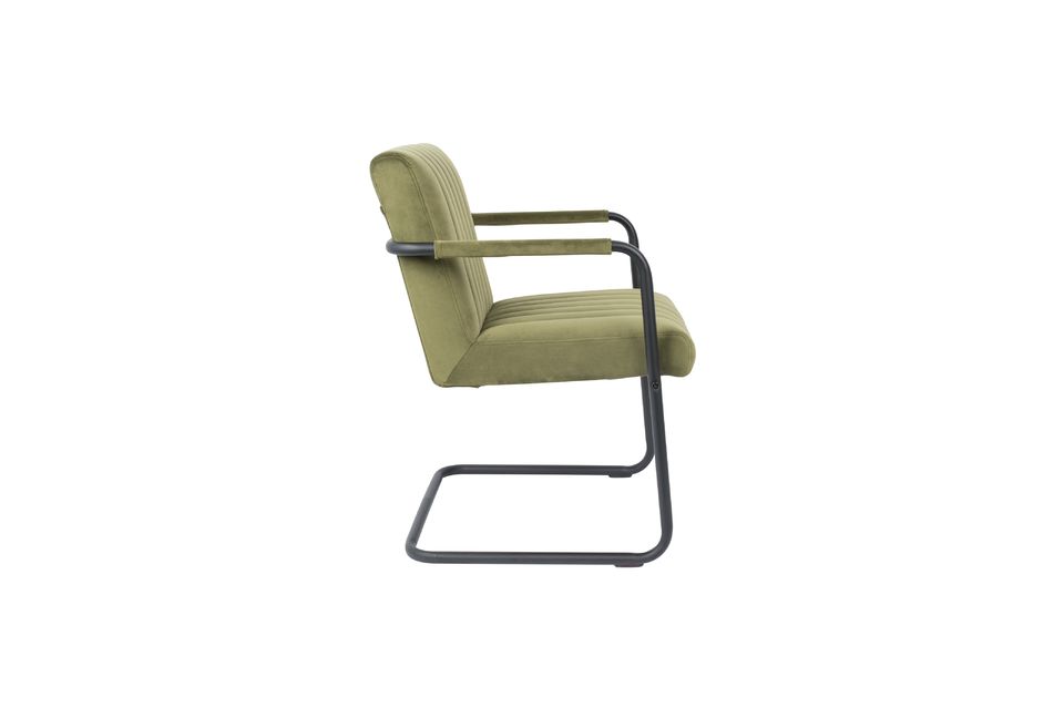 Fluwelen fauteuil Gestikte olijf - 8