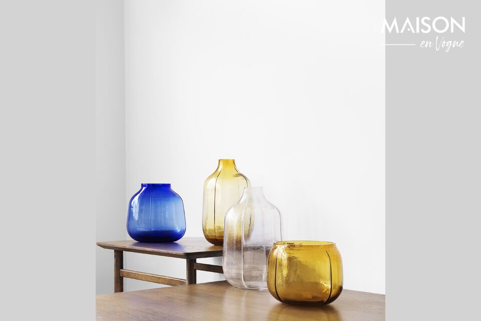 Gele Step glazen vaas, een helder en verrassend ontwerp