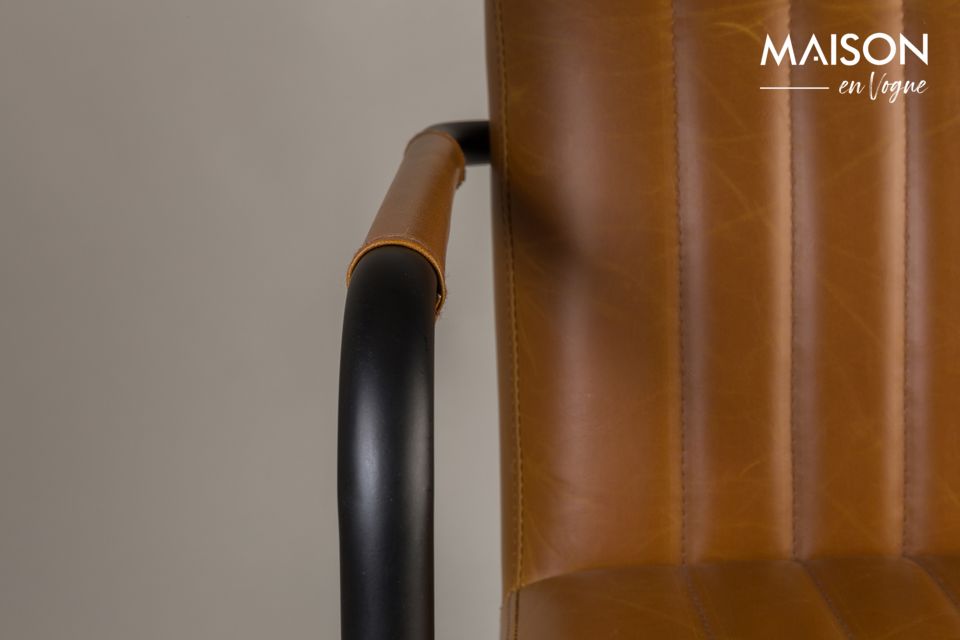 Gestikte fauteuil in cognac - 6