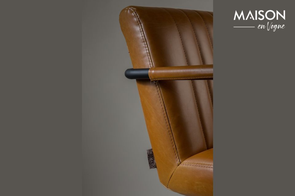 Gestikte fauteuil in cognac - 11