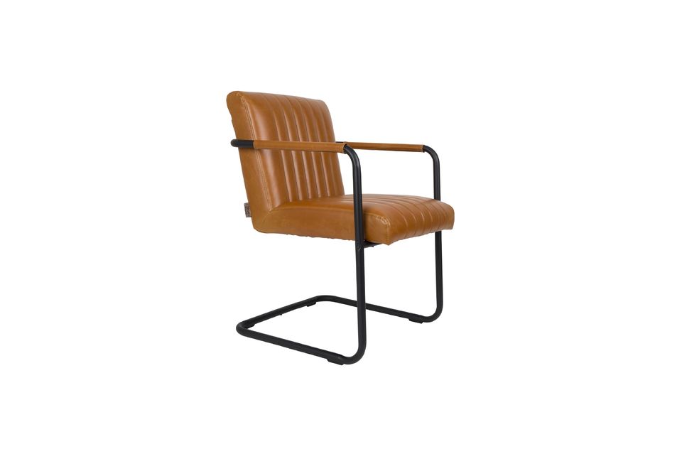Gestikte fauteuil in cognac - 12