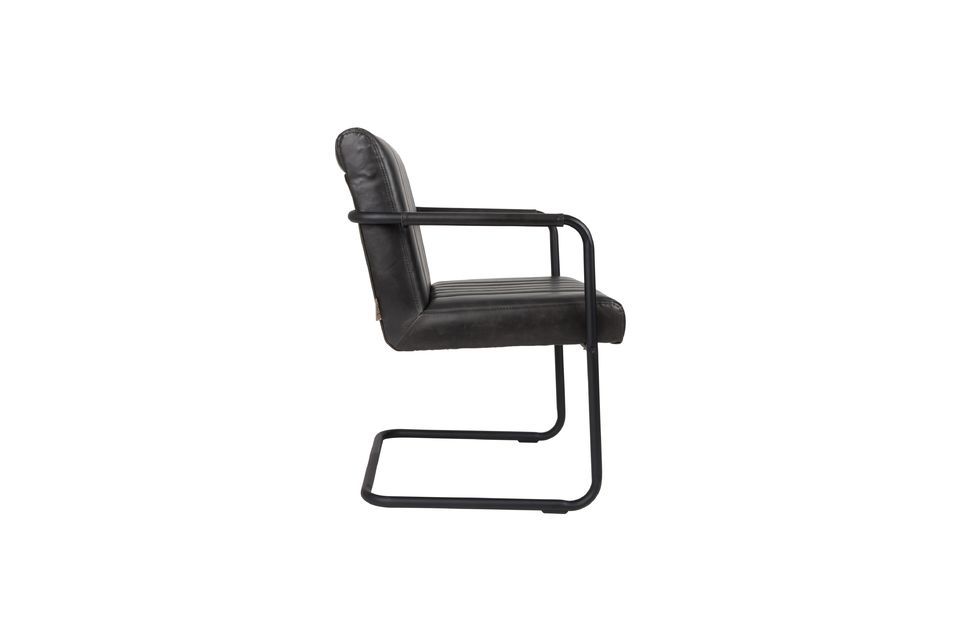 Gestikte fauteuil in zwart - 7