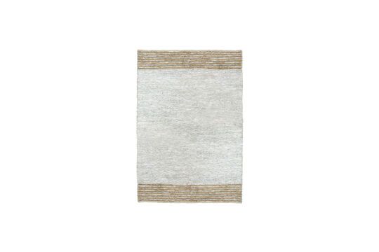 Grijs tapijt van gerecycled leer en jute Raw