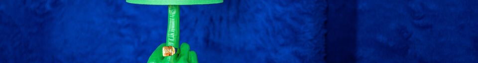 Benadrukte materialen Groene harsen lamp What If