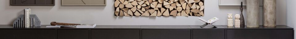 Benadrukte materialen Groot zwart houten tv-meubel Finca