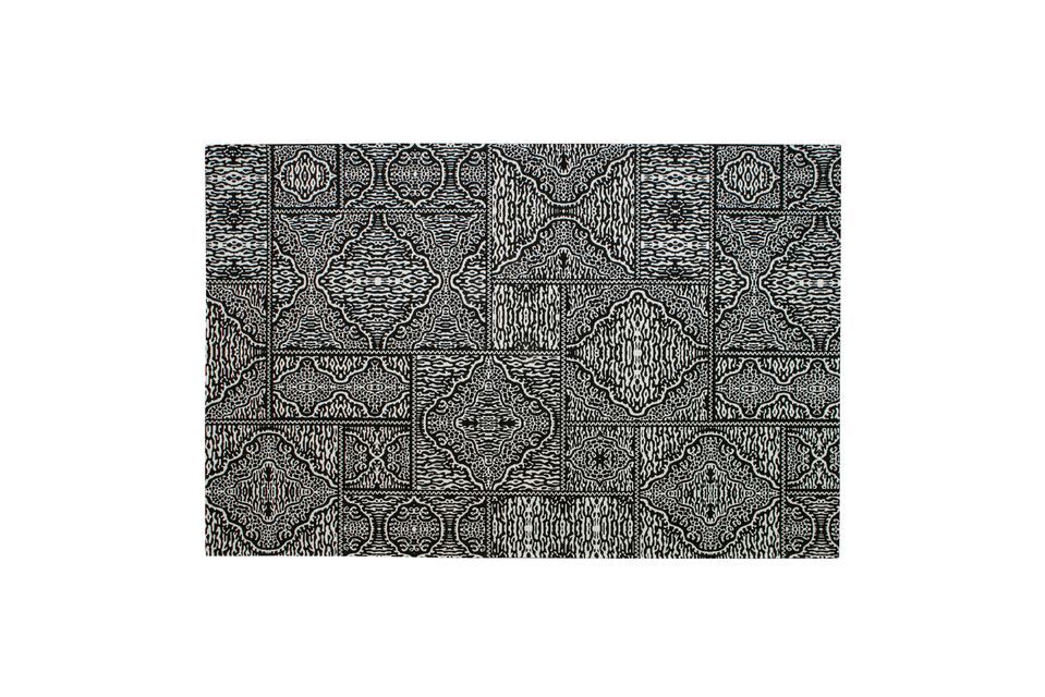 Groot zwart-wit stoffen tapijt Renna Woood