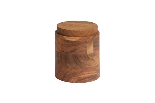 Grote pot met deksel in acaciahout Opaalbeige