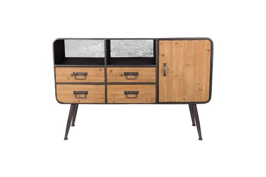 Hoge jeneverhout en metalen dressoir