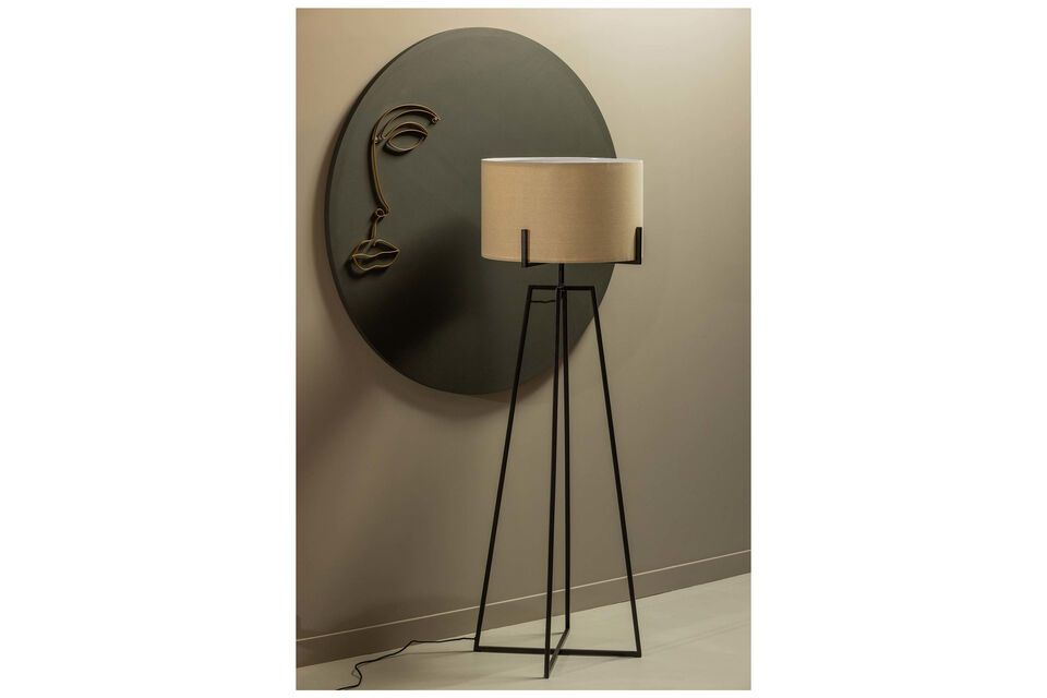 Holly zwart en crème metalen vloerlamp, modern en elegant ontwerp