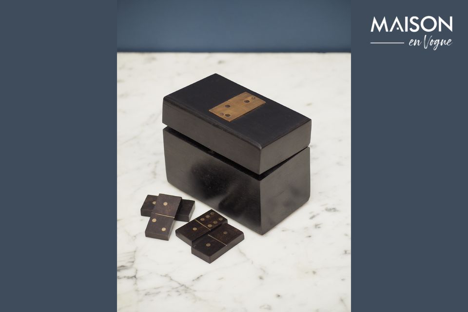 Houten Bouhey domino doosje met messing details Chehoma