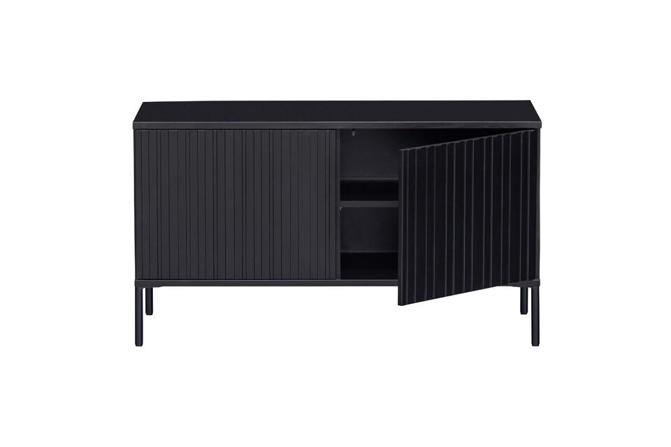Nieuw zwart houten TV-meubel, moderniteit, eigentijdse uitstraling en ergonomie